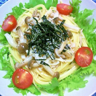 わさび菜きのこのサラダパスタ